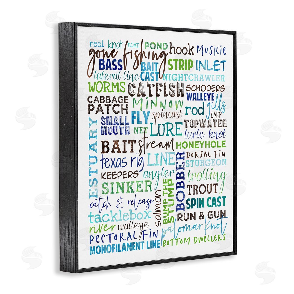 Fishing Terms & Phrases Sports Black Frame Print Wall Art, Home Decor by Erica Billups