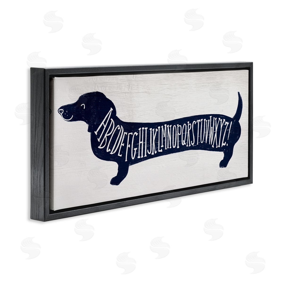 Dachshund Blue Alphabet Dog Black Floating Frame Canvas Wall Art, Home Decor by Stupell Studio
