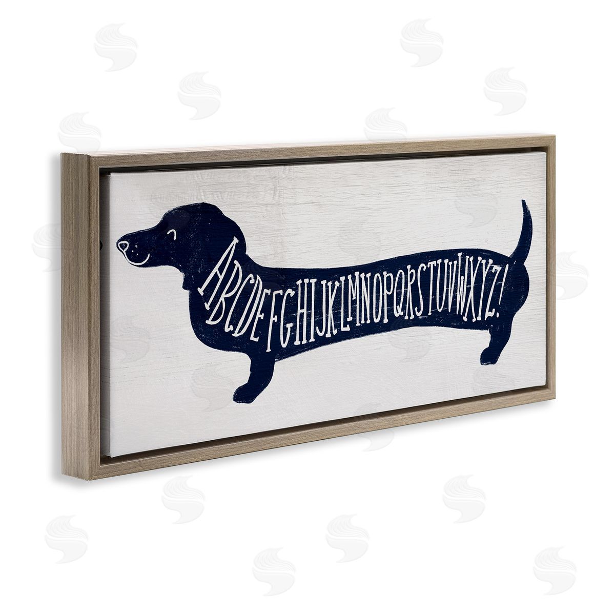 Dachshund Blue Alphabet Dog Brown Floating Frame Canvas Wall Art, Home Decor by Stupell Studio