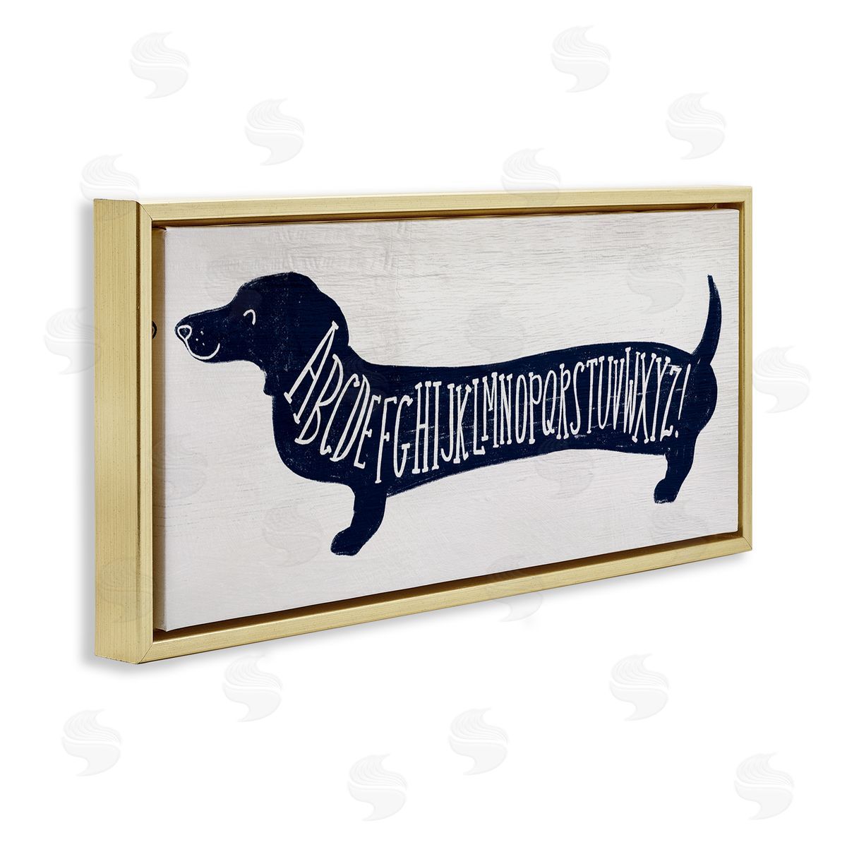 Dachshund Blue Alphabet Dog Gold Floating Frame Canvas Wall Art, Home Decor by Stupell Studio
