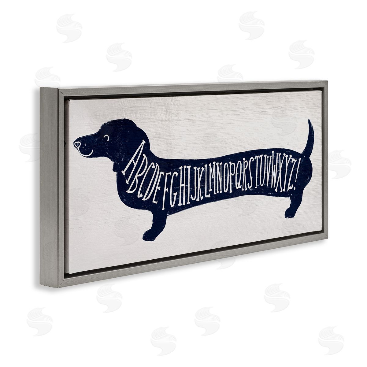 Dachshund Blue Alphabet Dog Grey Floating Frame Canvas Wall Art, Home Decor by Stupell Studio