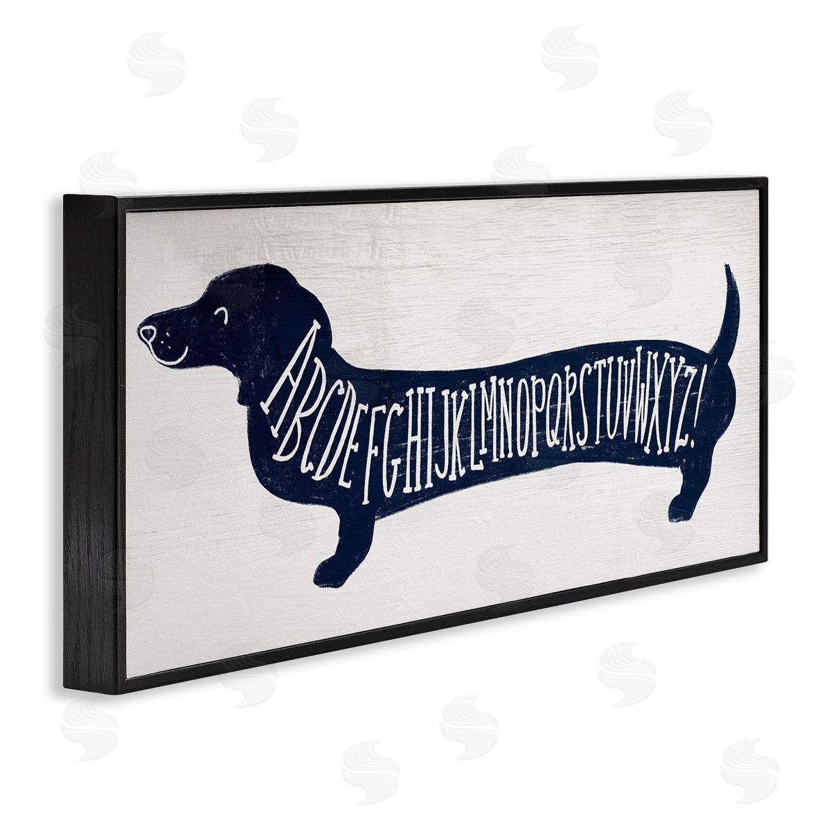 Dachshund Blue Alphabet Dog Black Frame Print Wall Art, Home Decor by Stupell Studio