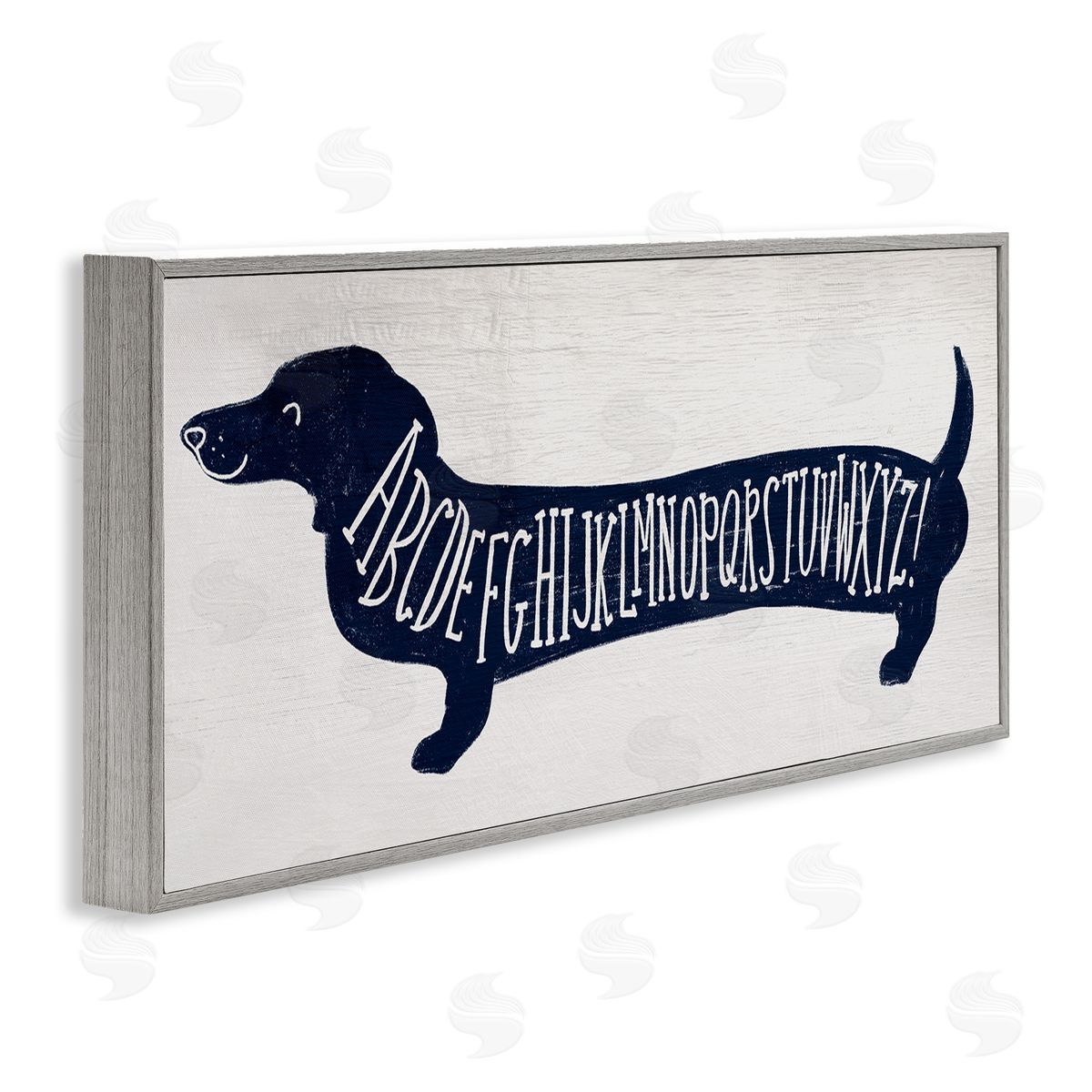 Dachshund Blue Alphabet Dog Grey Frame Print Wall Art, Home Decor by Stupell Studio