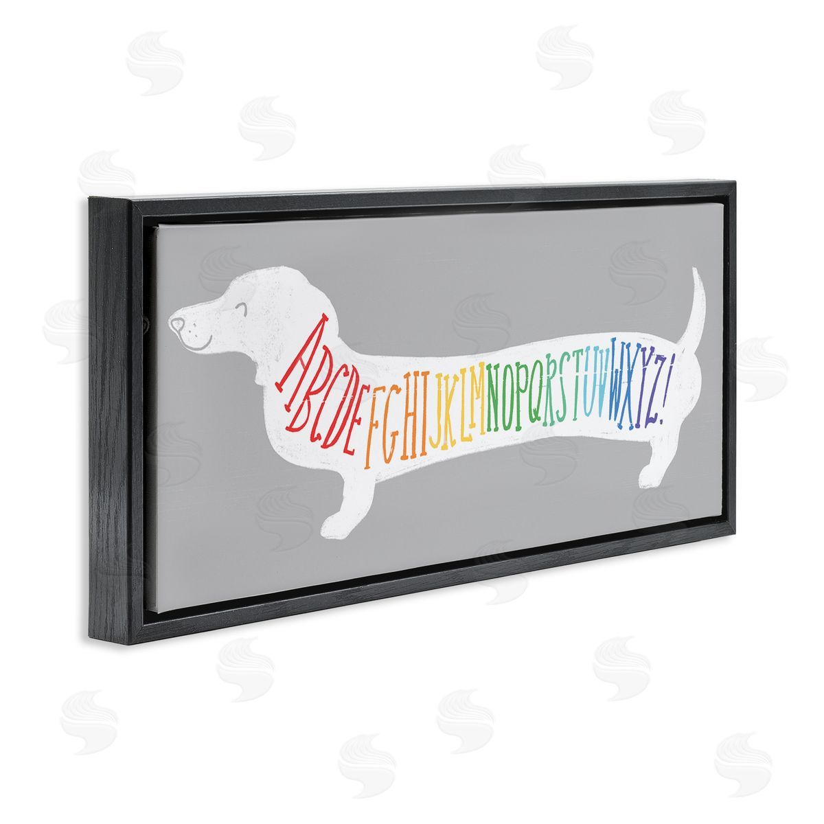 Dachshund Rainbow Alphabet Dog Black Floating Frame Canvas Wall Art, Home Decor by Stupell Studio