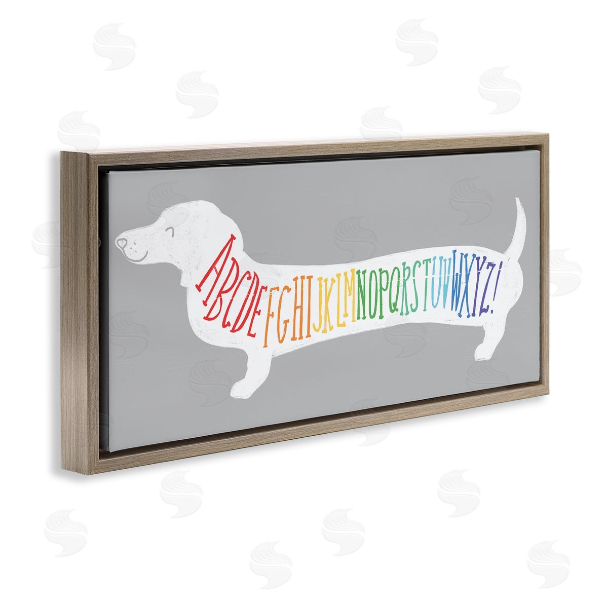 Dachshund Rainbow Alphabet Dog Brown Floating Frame Canvas Wall Art, Home Decor by Stupell Studio