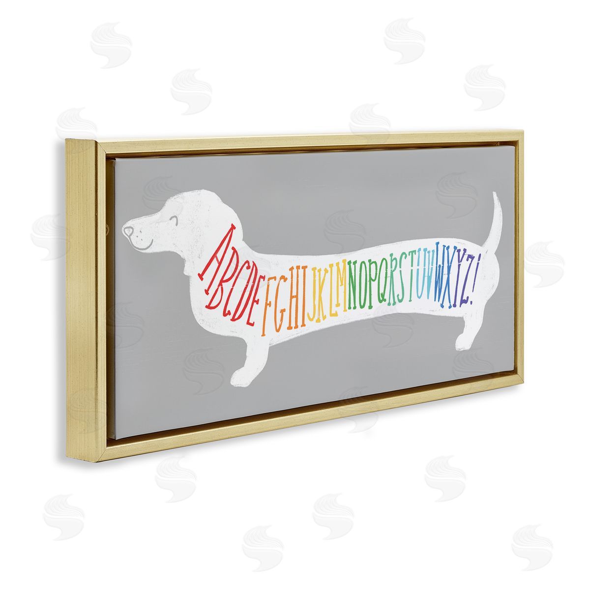 Dachshund Rainbow Alphabet Dog Gold Floating Frame Canvas Wall Art, Home Decor by Stupell Studio