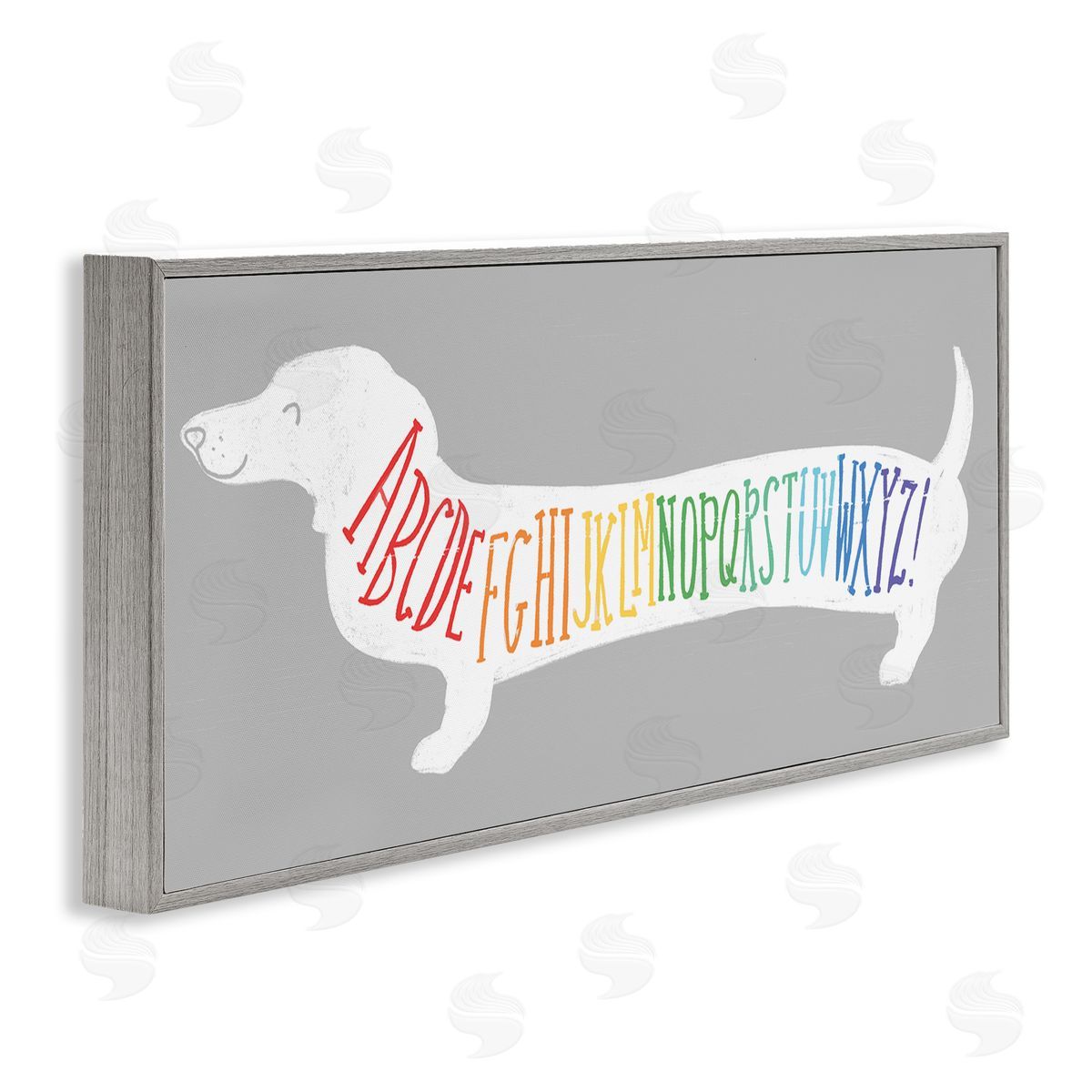 Dachshund Rainbow Alphabet Dog Grey Frame Print Wall Art, Home Decor by Stupell Studio