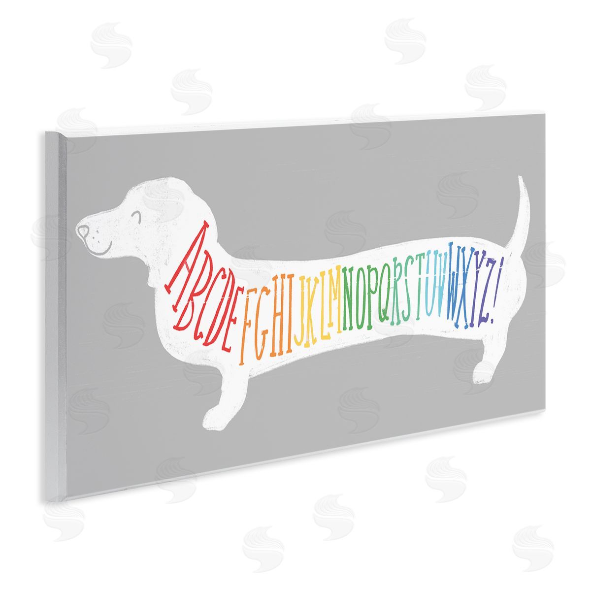 Dachshund Rainbow Alphabet Dog Wood Plaque Wall Art, Home Decor by Stupell Studio