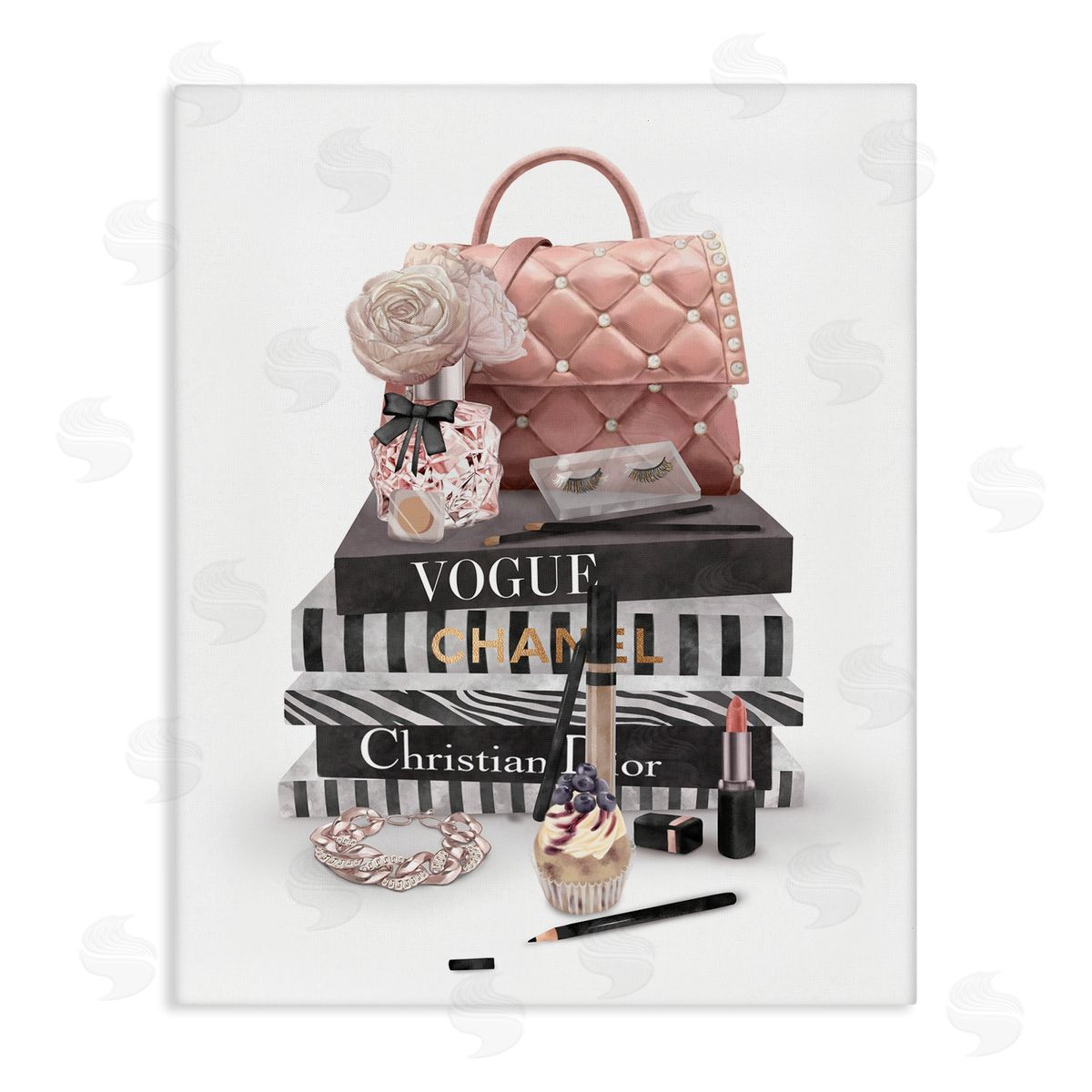 Fashion Bookstack Accessories Canvas Wall Art, Home Decor by Ziwei Li