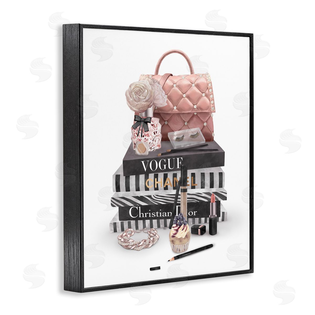 Fashion Bookstack Accessories Black Frame Print Wall Art, Home Decor by Ziwei Li