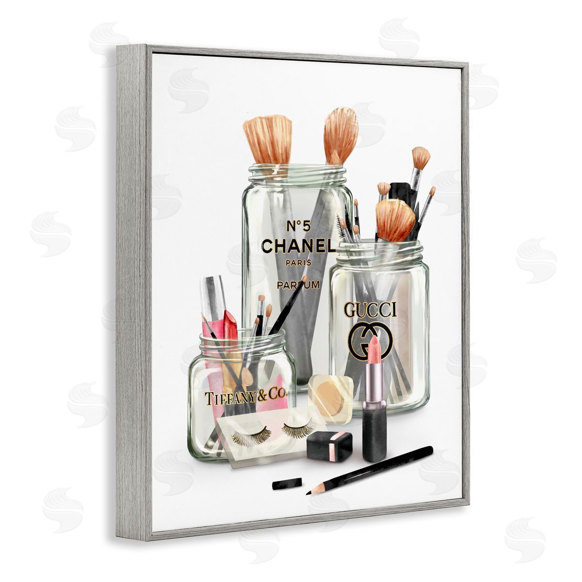 Fashion Brand Makeup In Jars Grey Frame Print Wall Art, Home Decor by Ziwei Li
