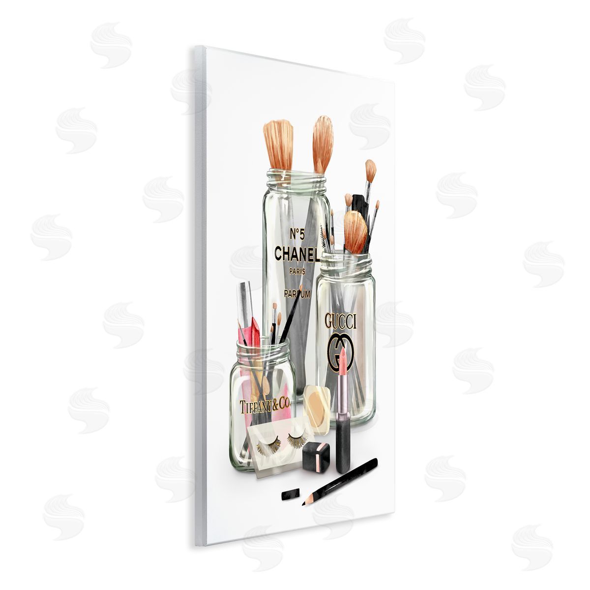 Fashion Brand Makeup In Jars Wood Plaque Wall Art, Home Decor by Ziwei Li