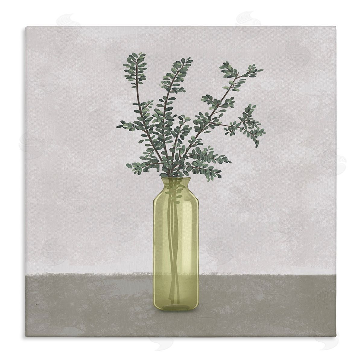 Plant in Vase Neutral Grey Design Canvas Wall Art, Home Decor by Ziwei Li