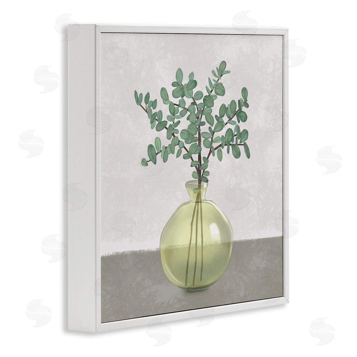 Plant In Vase Grey Neutral White Frame Print Wall Art, Home Decor by Ziwei Li
