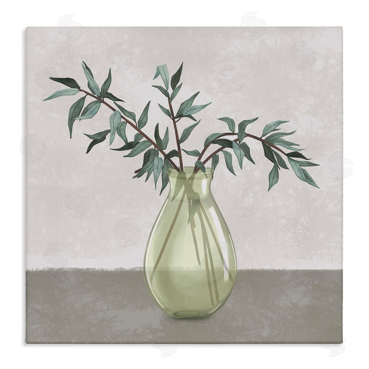 Vase And Plant Neutral Grey Design Canvas Wall Art, Home Decor by Ziwei Li