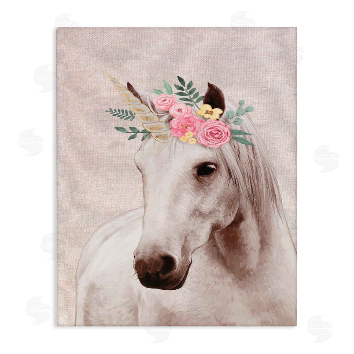 Unicorn Portrait Pink Fantasy Canvas Wall Art, Home Decor by Ziwei Li