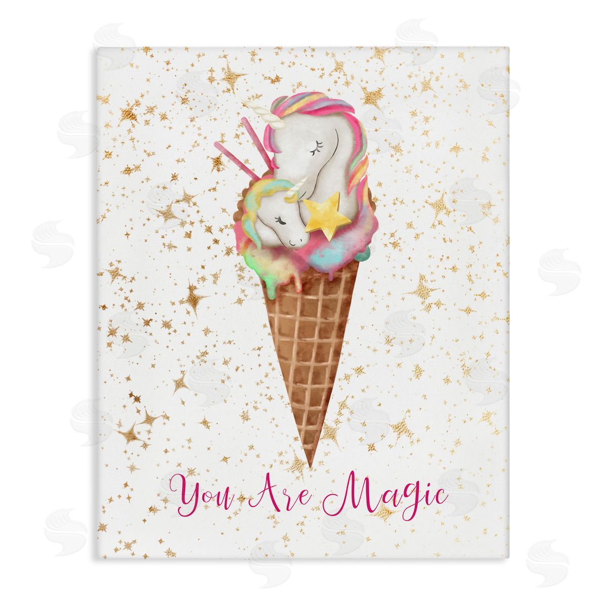 You Are Magic Unicorn Ice Cream Canvas Wall Art, Home Decor by Ziwei Li