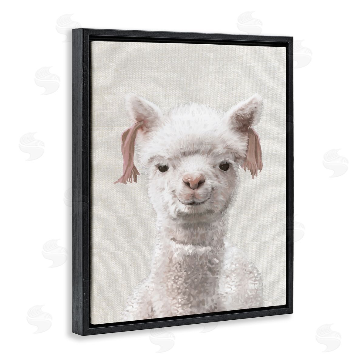 Llama Portrait Animal Black Floating Frame Canvas Wall Art, Home Decor by Ziwei Li