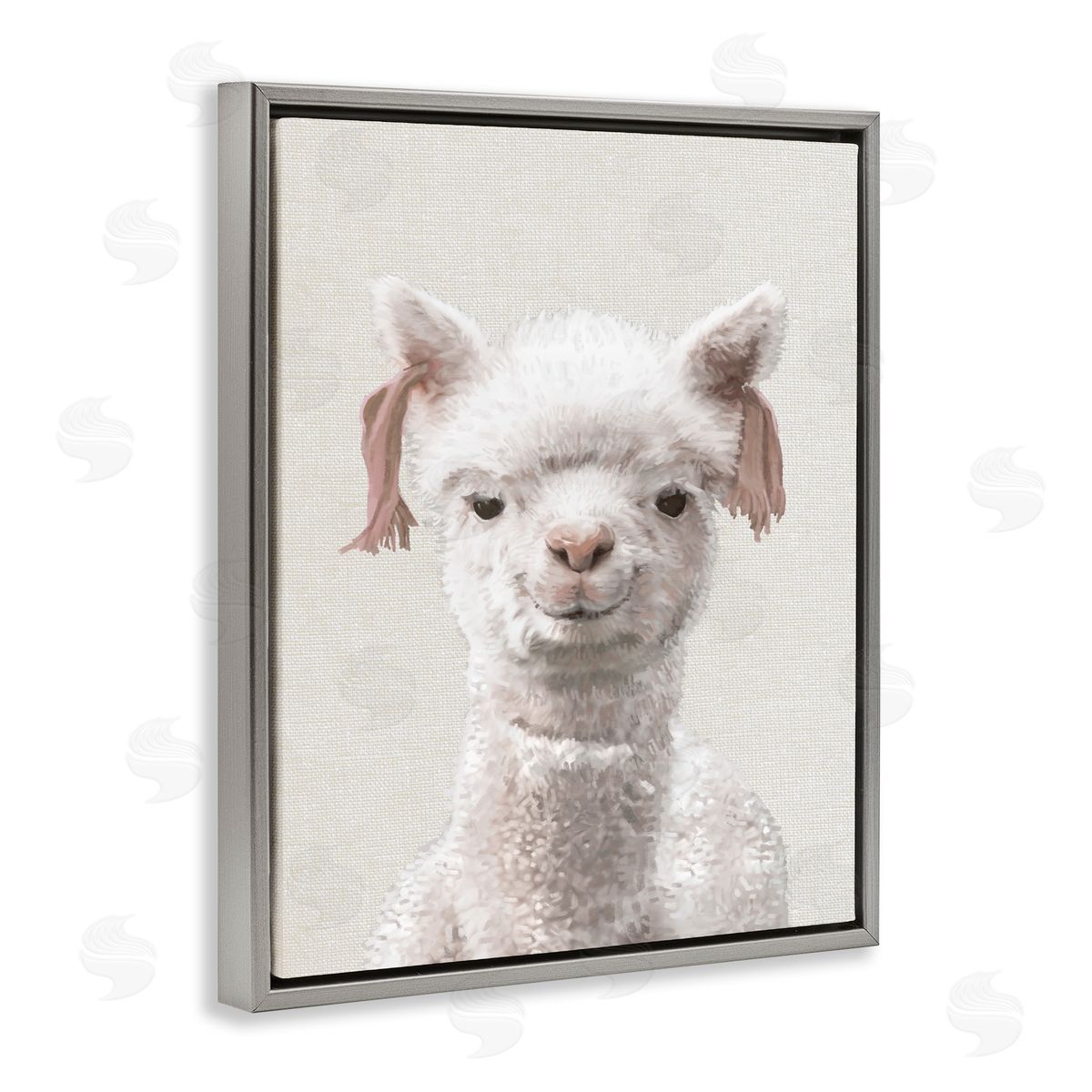 Llama Portrait Animal Grey Floating Frame Canvas Wall Art, Home Decor by Ziwei Li