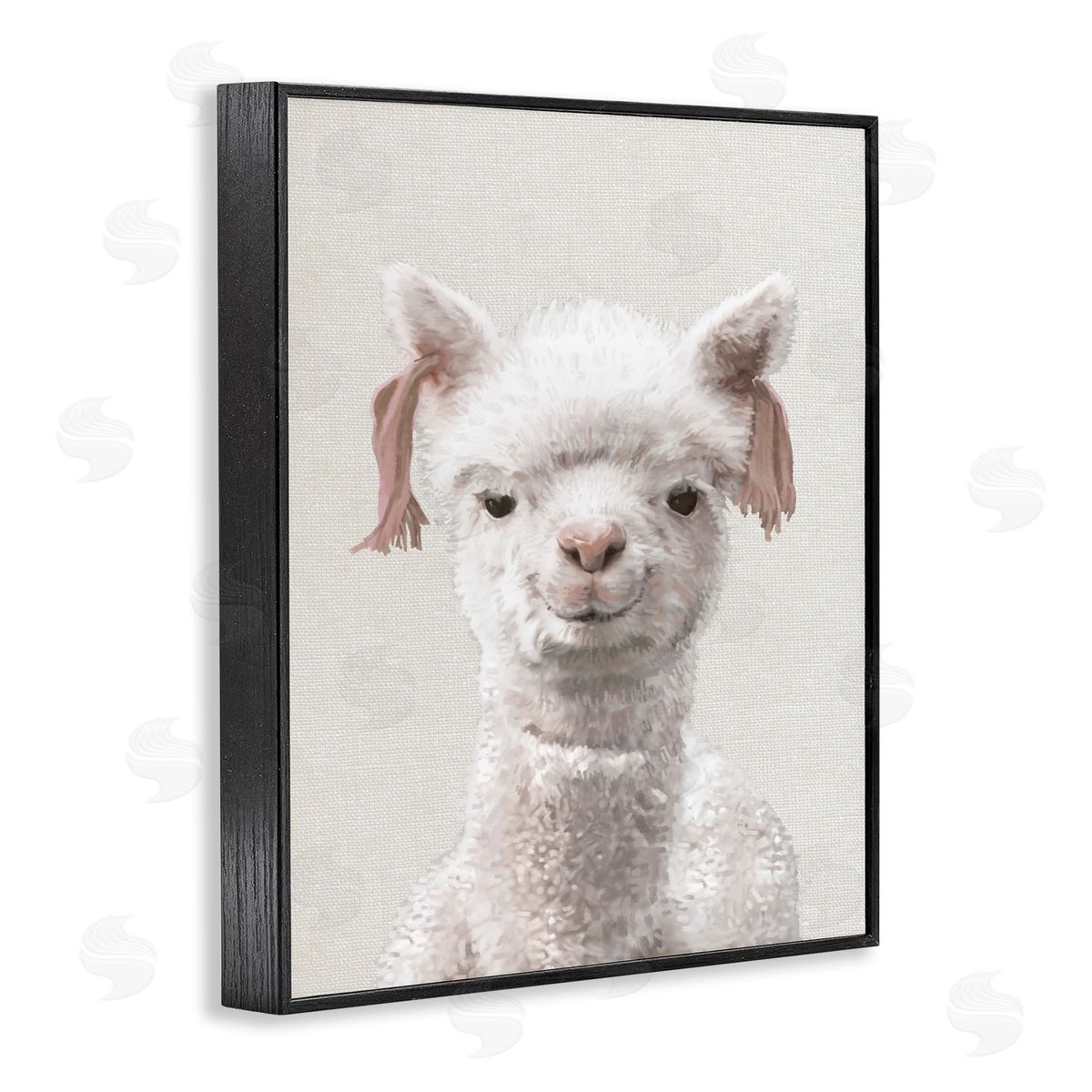Llama Portrait Animal Black Frame Print Wall Art, Home Decor by Ziwei Li