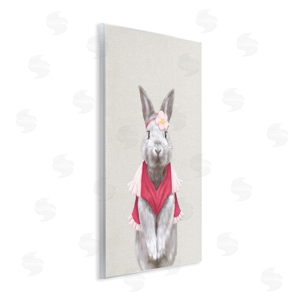 Bunny Rabbit Pink Clothes Wood Plaque Wall Art, Home Decor by Ziwei Li