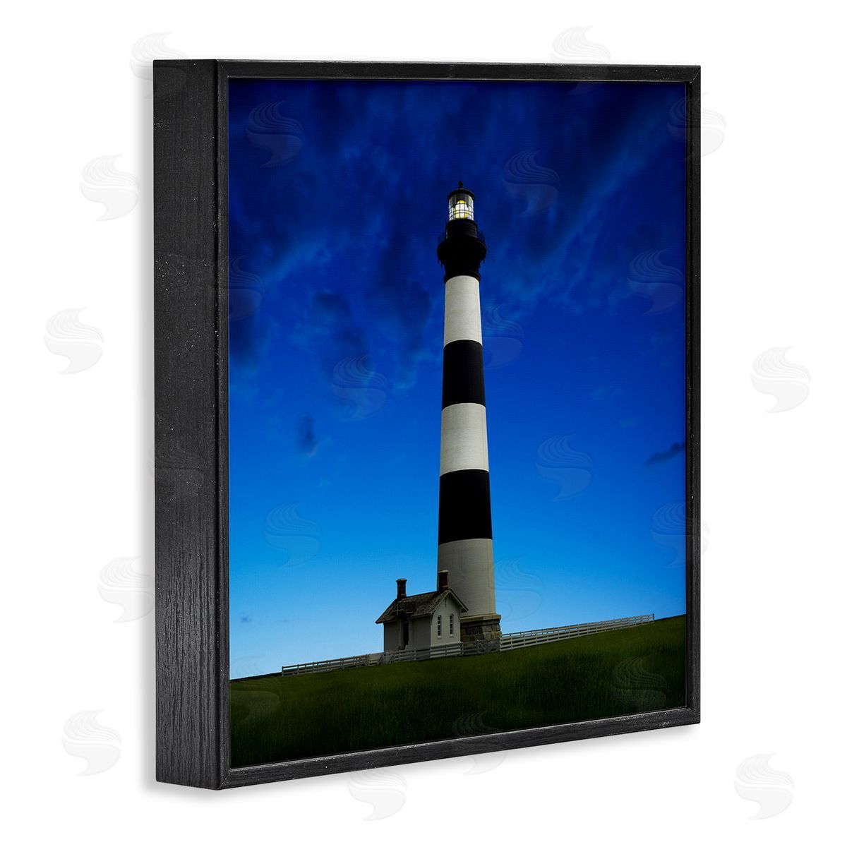 Lighthouse Blue Sky Farm Black Frame Print Wall Art, Home Decor by James McLoughlin