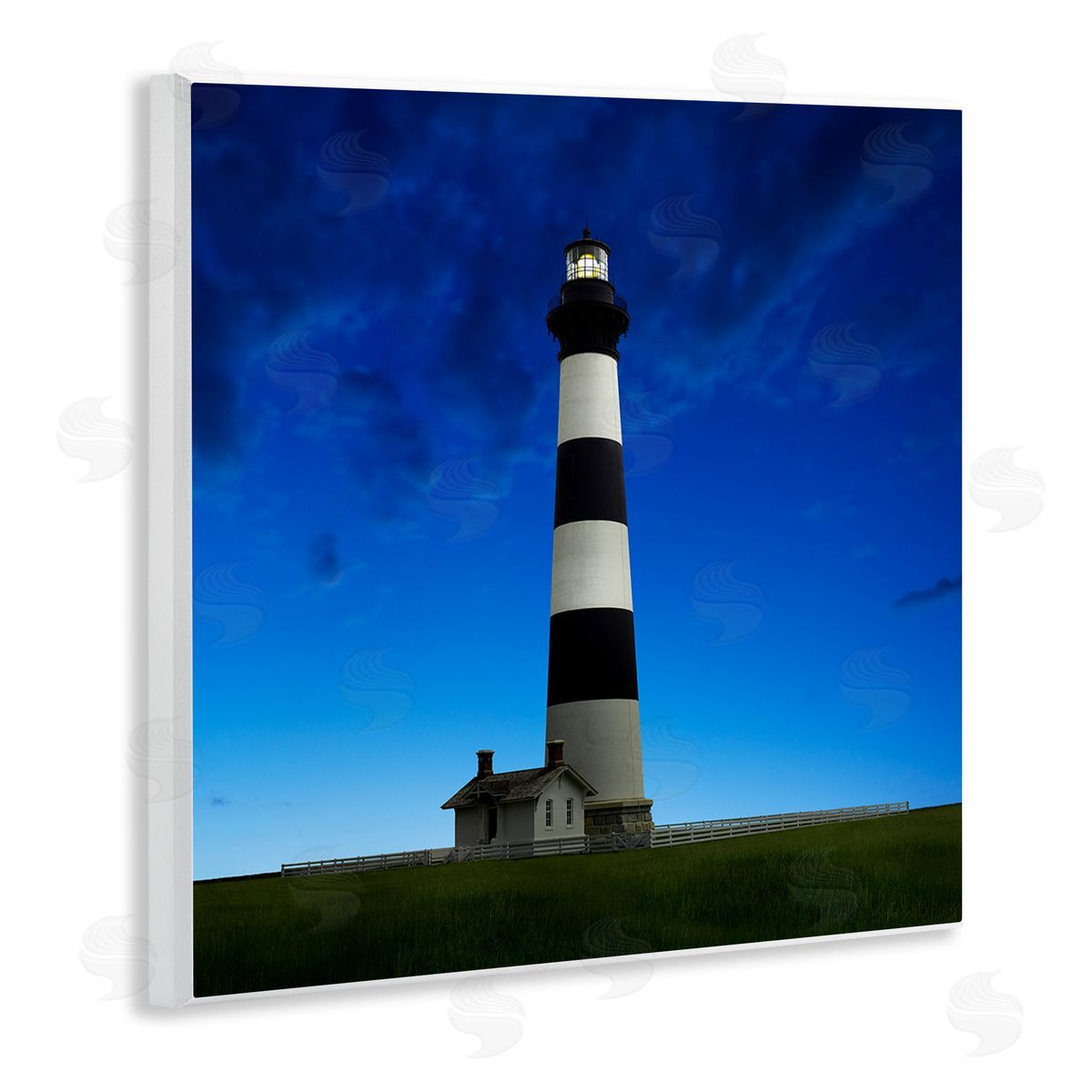 Lighthouse Blue Sky Farm Wood Plaque Wall Art, Home Decor by James McLoughlin