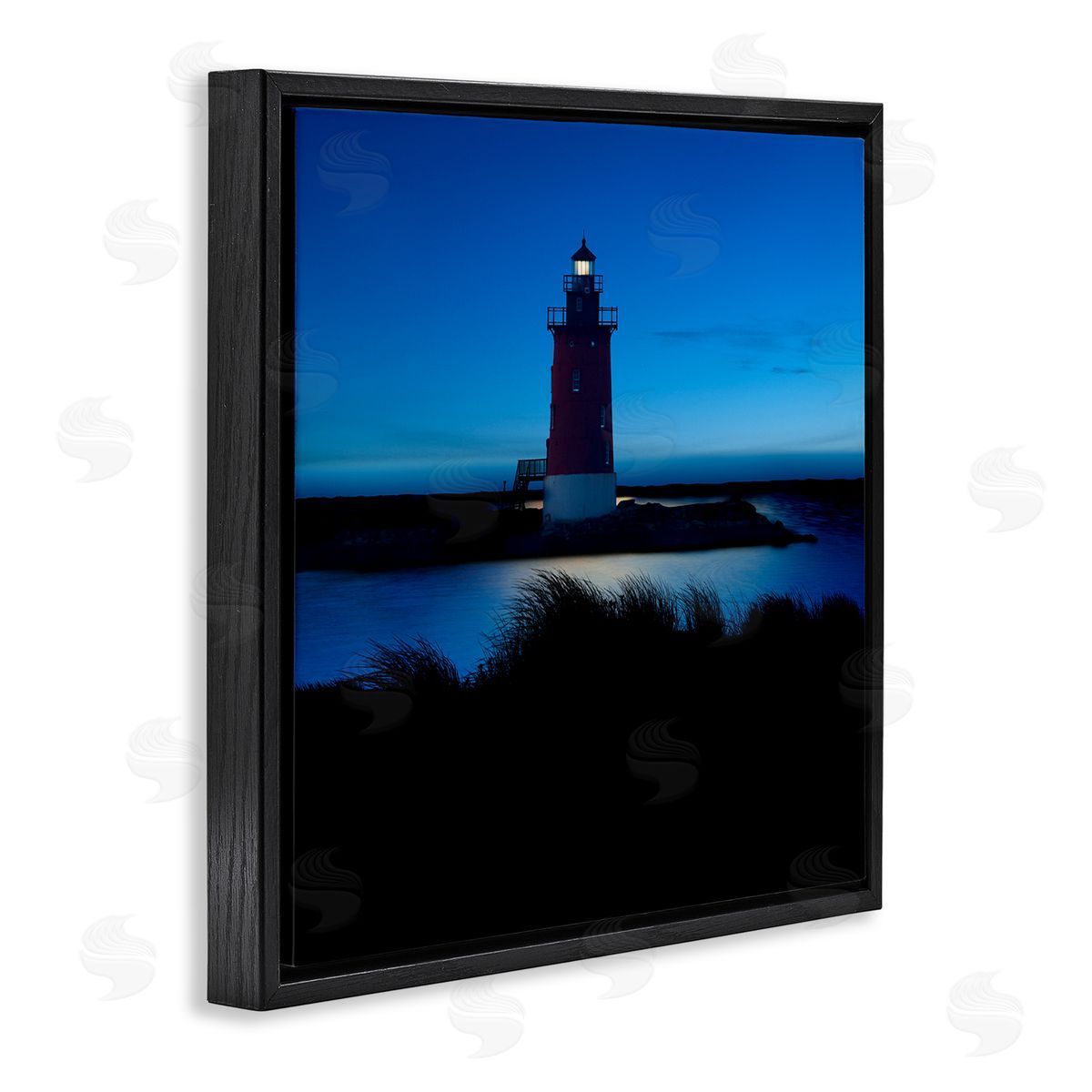 Lighthouse In the Dunes Black Floating Frame Canvas Wall Art, Home Decor by James McLoughlin