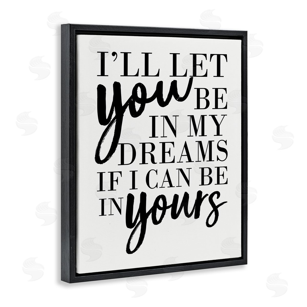 My Dreams & Yours Romantic Black Floating Frame Canvas Wall Art, Home Decor by Erica Billups