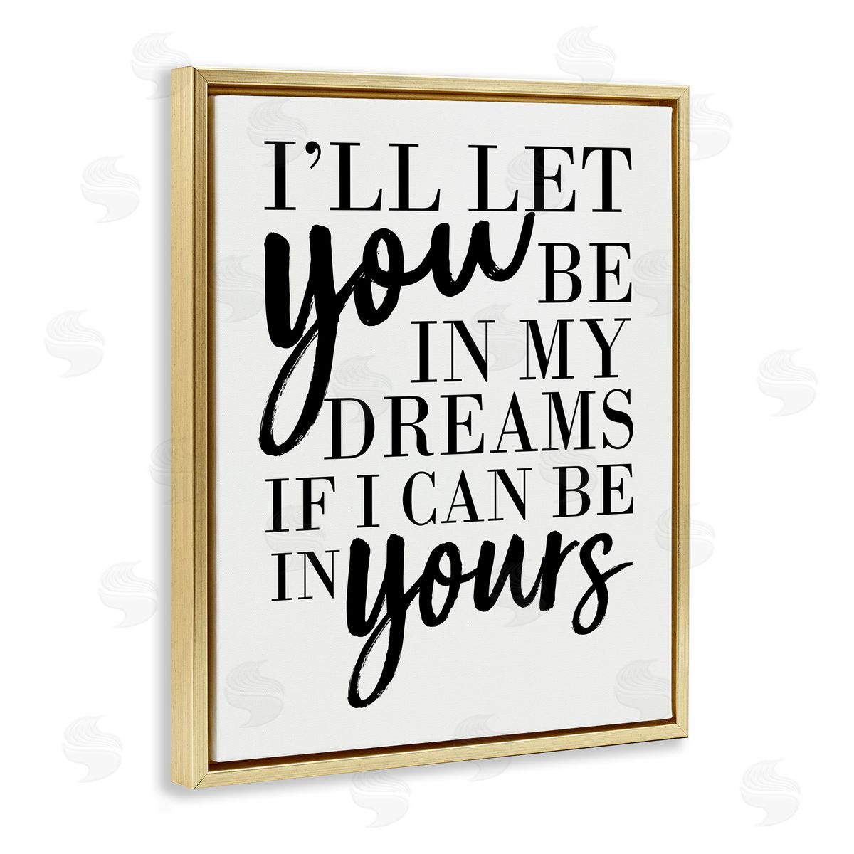 My Dreams & Yours Romantic Gold Floating Frame Canvas Wall Art, Home Decor by Erica Billups