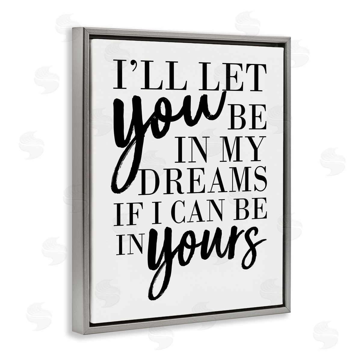 My Dreams & Yours Romantic Grey Floating Frame Canvas Wall Art, Home Decor by Erica Billups