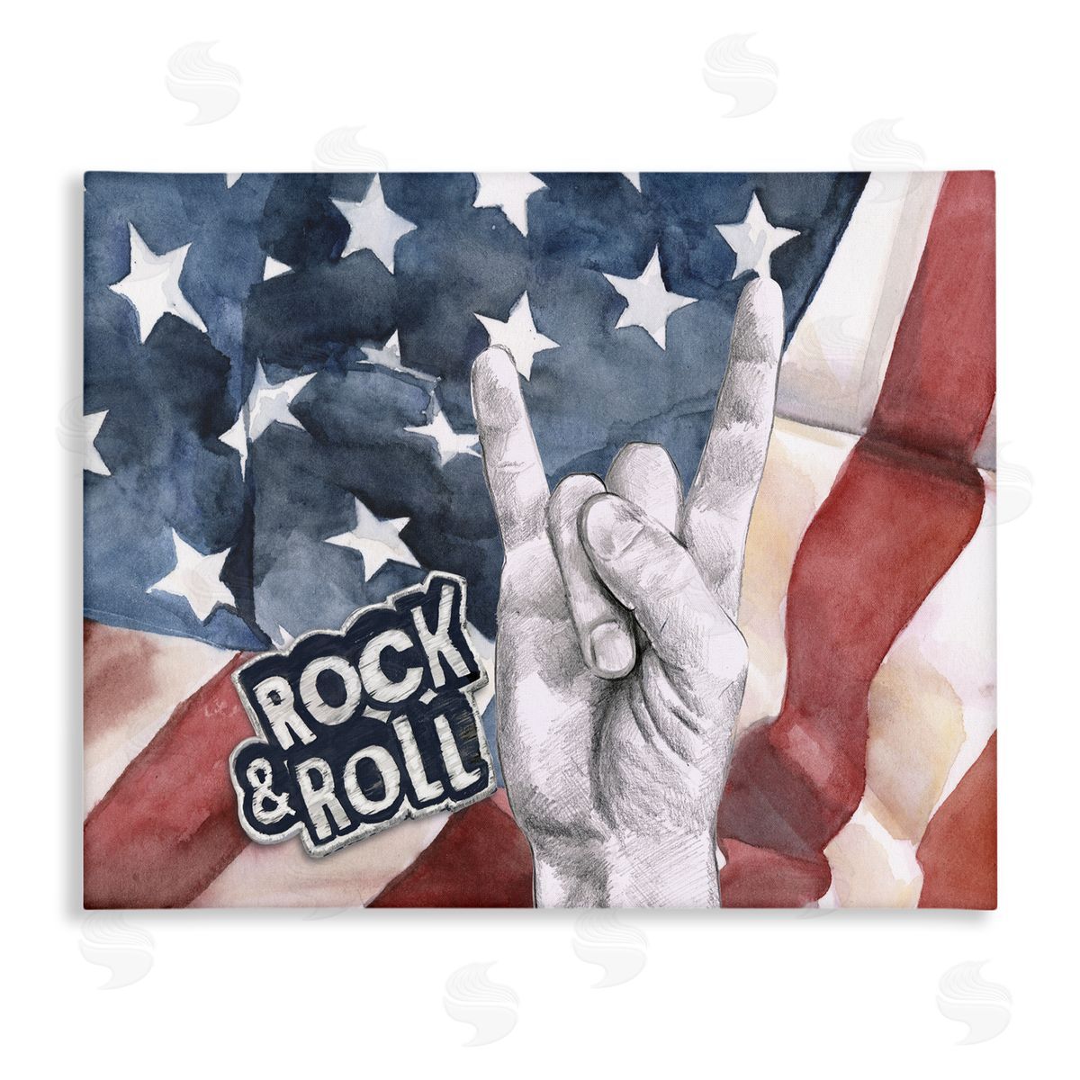 Rock And Roll American Flag Canvas Wall Art, Home Decor by Jennifer Paxton Parker