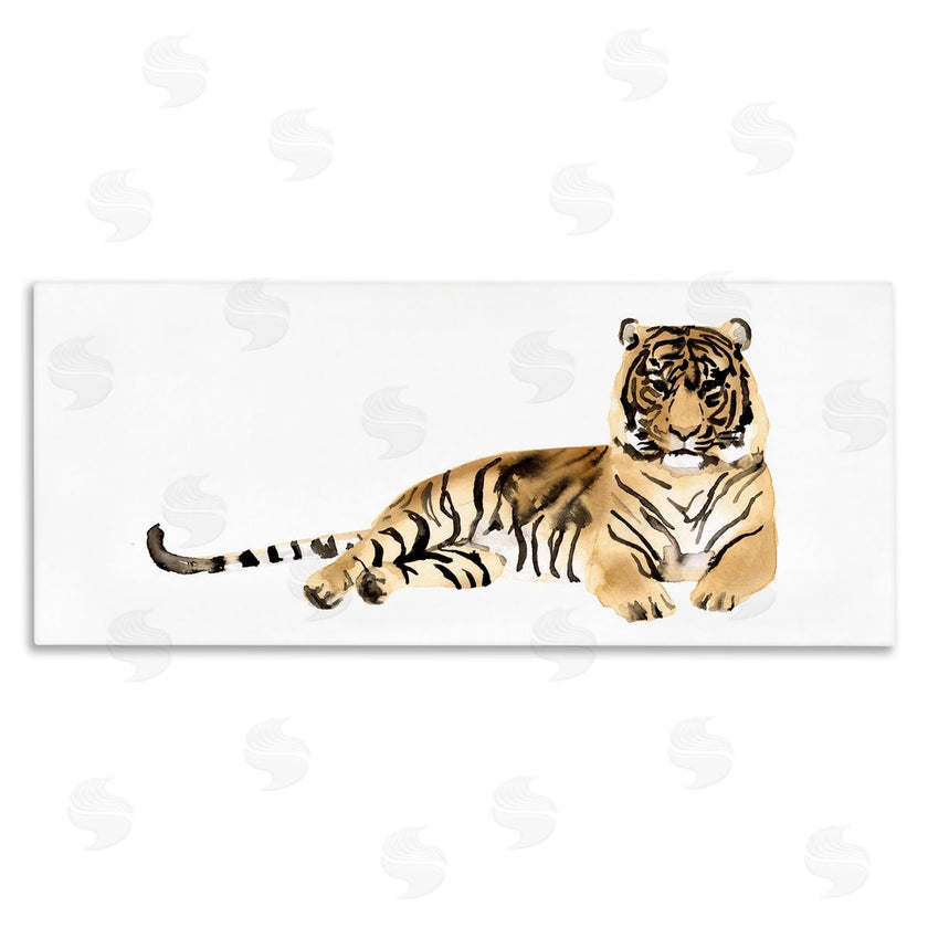 Victoria Borges | Tiger Resting Orange Ink Watercolor
