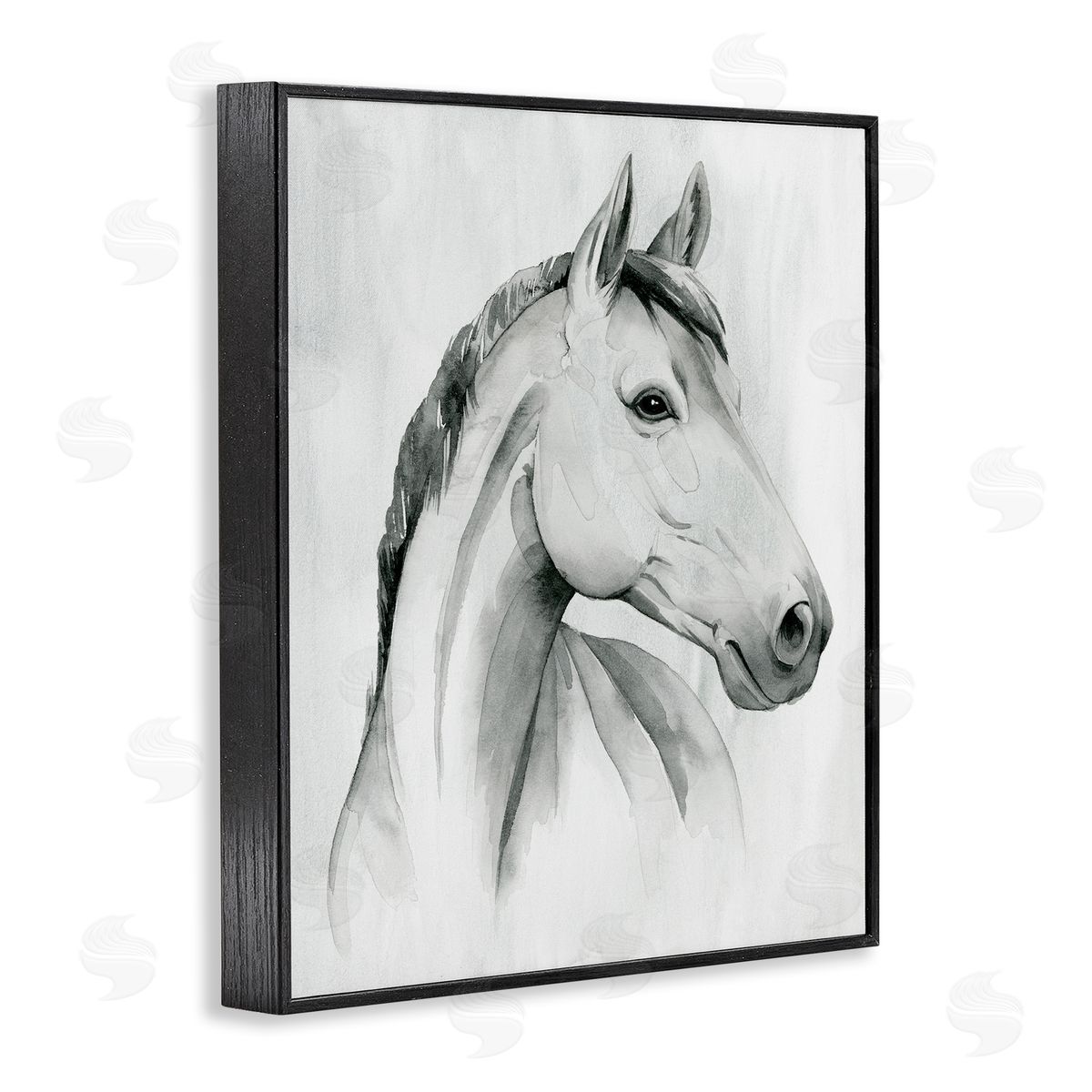 Horse Portrait Grey Drawing Black Frame Print Wall Art, Home Decor by Grace Popp