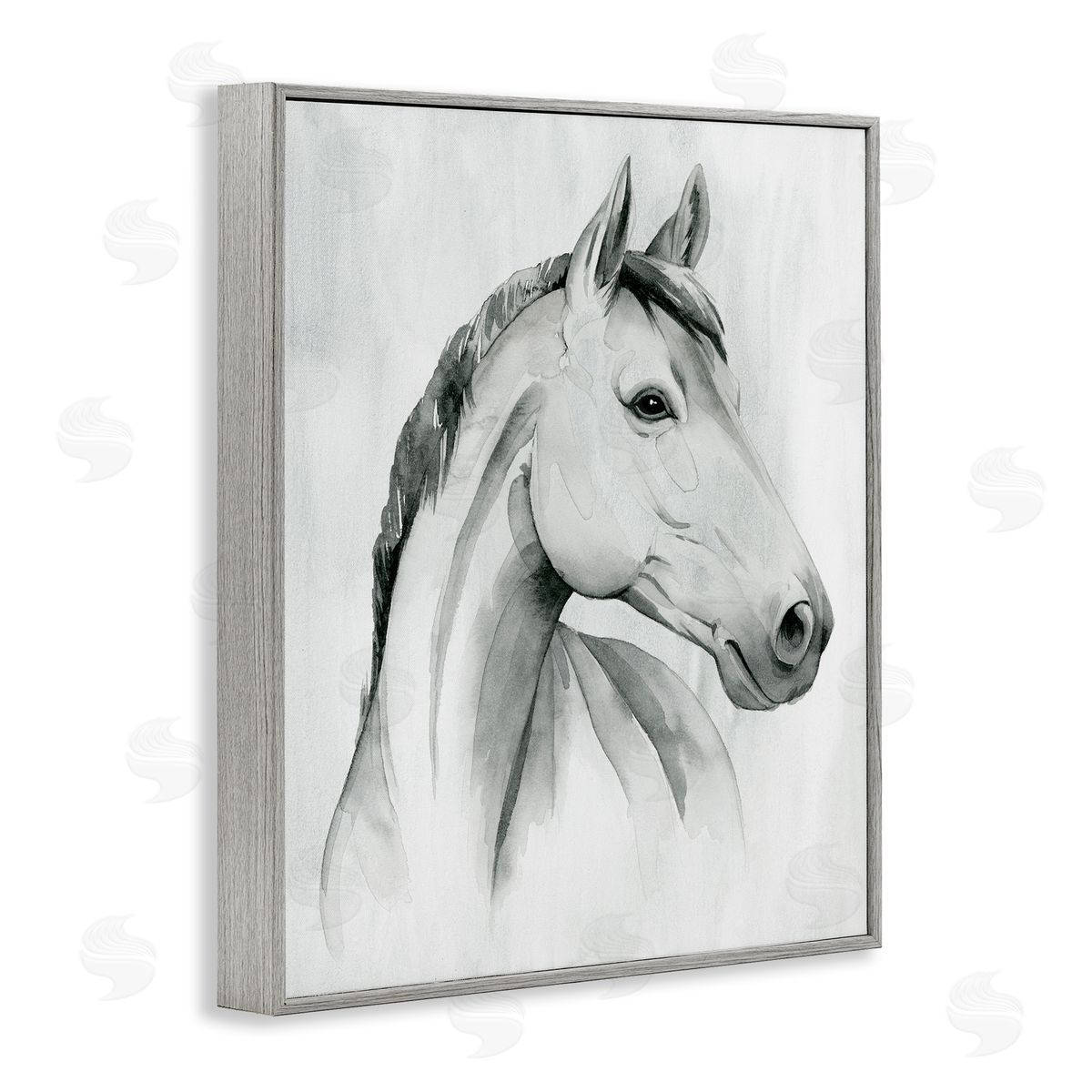 Horse Portrait Grey Drawing Grey Frame Print Wall Art, Home Decor by Grace Popp
