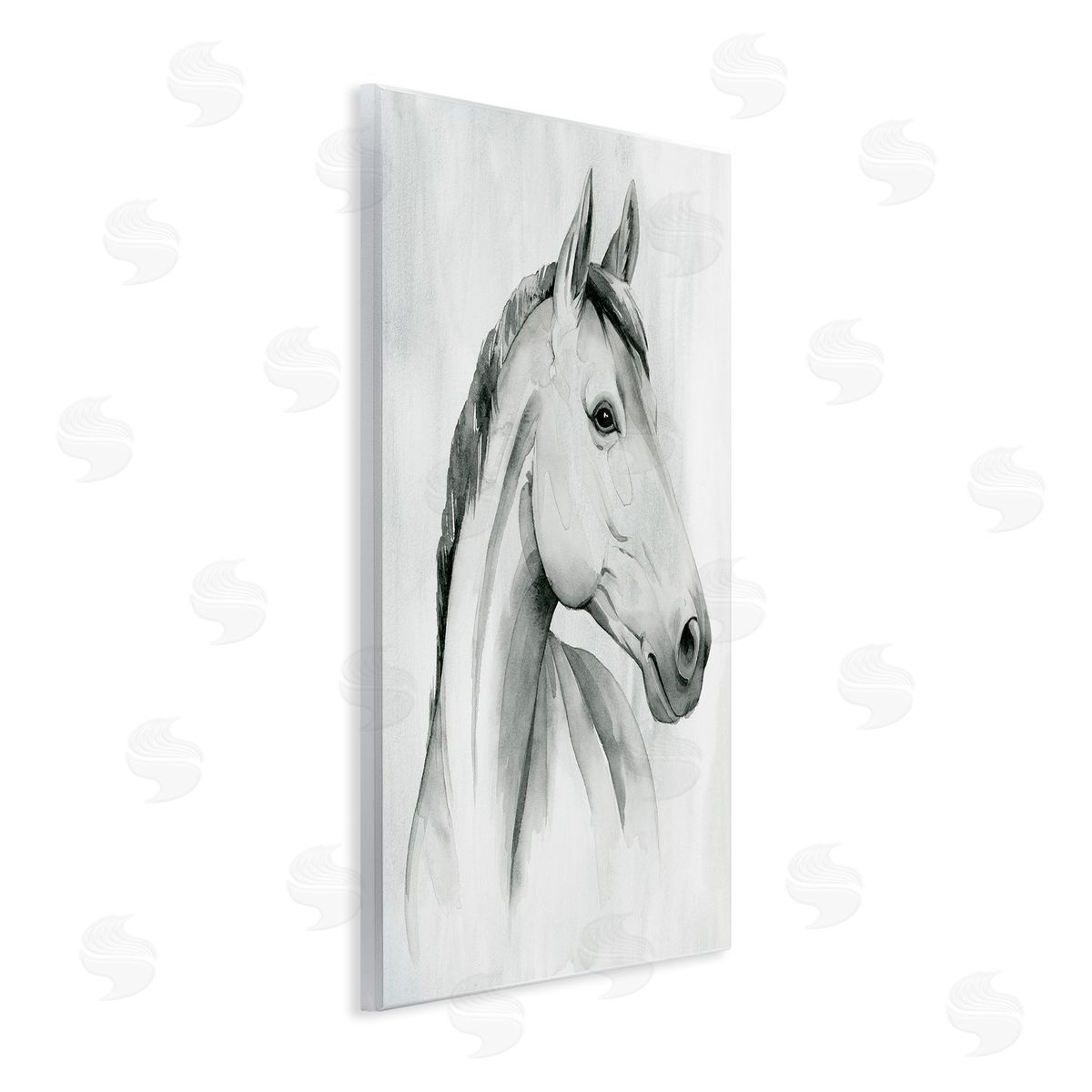 Horse Portrait Grey Drawing Wood Plaque Wall Art, Home Decor by Grace Popp