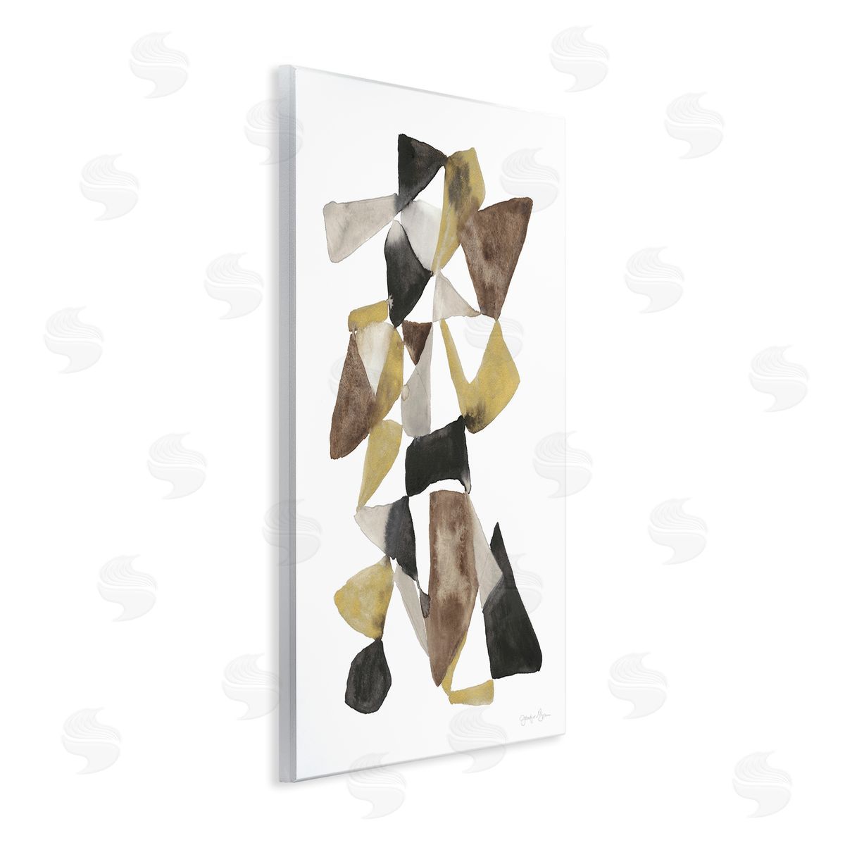 Abstract Black Gold Brown Shape Wood Plaque Wall Art, Home Decor by Jennifer Goldberger