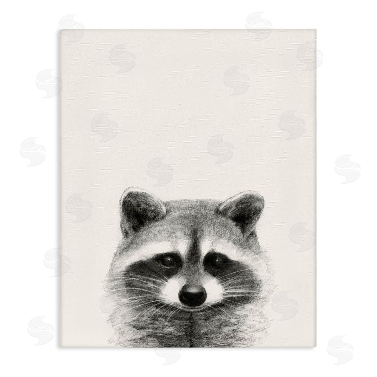 Raccoon Portrait Grey Canvas Wall Art, Home Decor by Victoria Borges