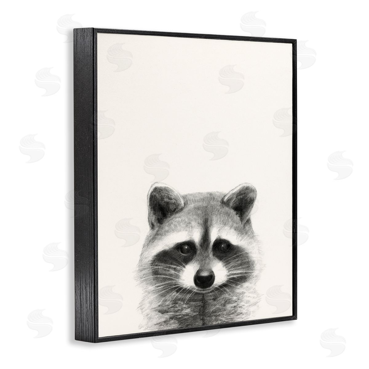 Raccoon Portrait Grey Black Frame Print Wall Art, Home Decor by Victoria Borges