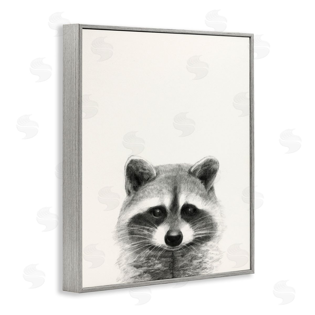 Raccoon Portrait Grey Grey Frame Print Wall Art, Home Decor by Victoria Borges