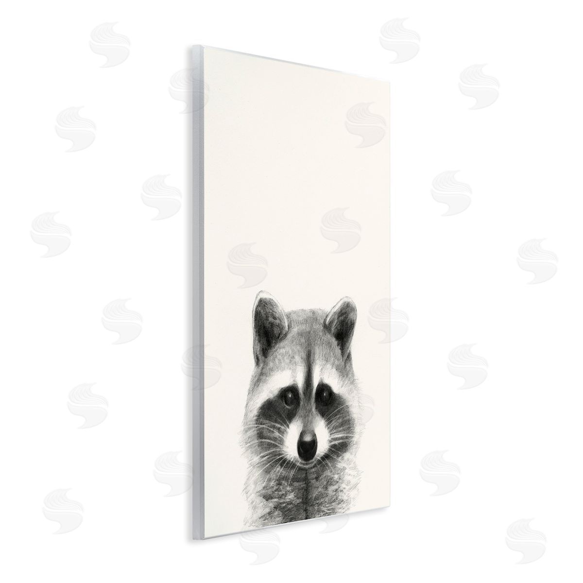 Raccoon Portrait Grey Wood Plaque Wall Art, Home Decor by Victoria Borges