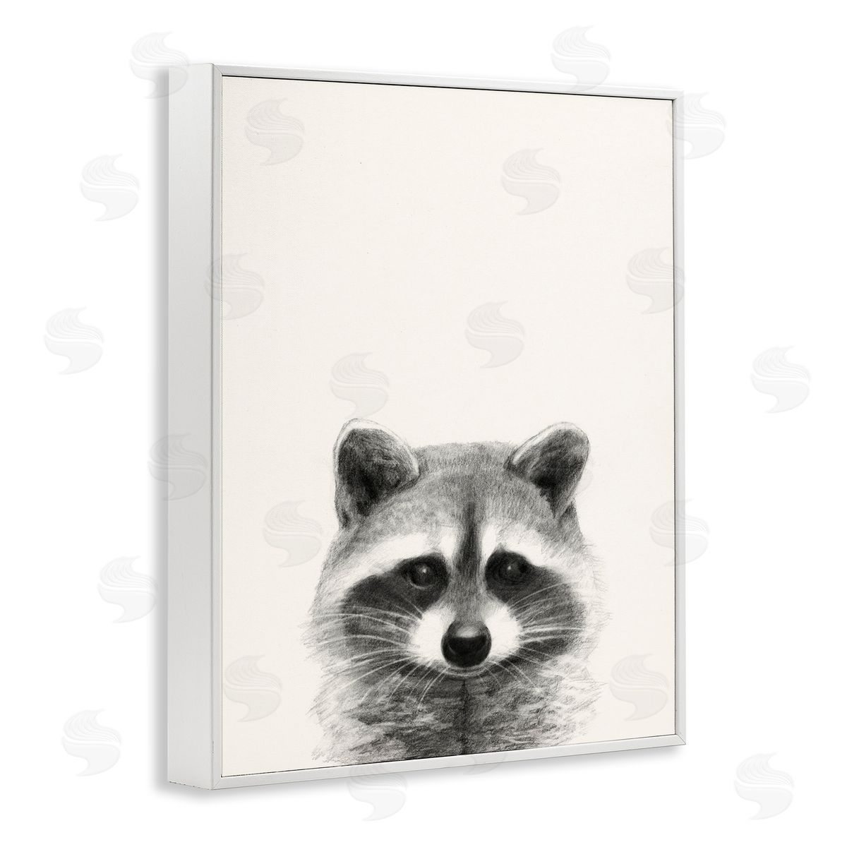 Raccoon Portrait Grey White Frame Print Wall Art, Home Decor by Victoria Borges
