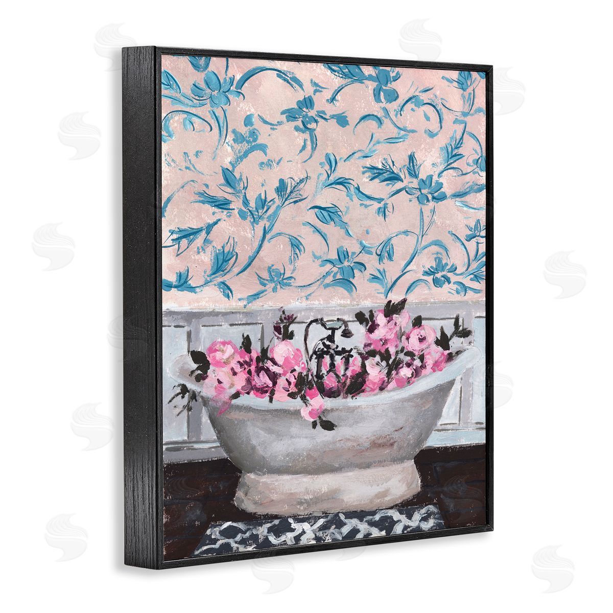 Flower In Bath Tub Black Frame Print Wall Art, Home Decor by Melissa Wang