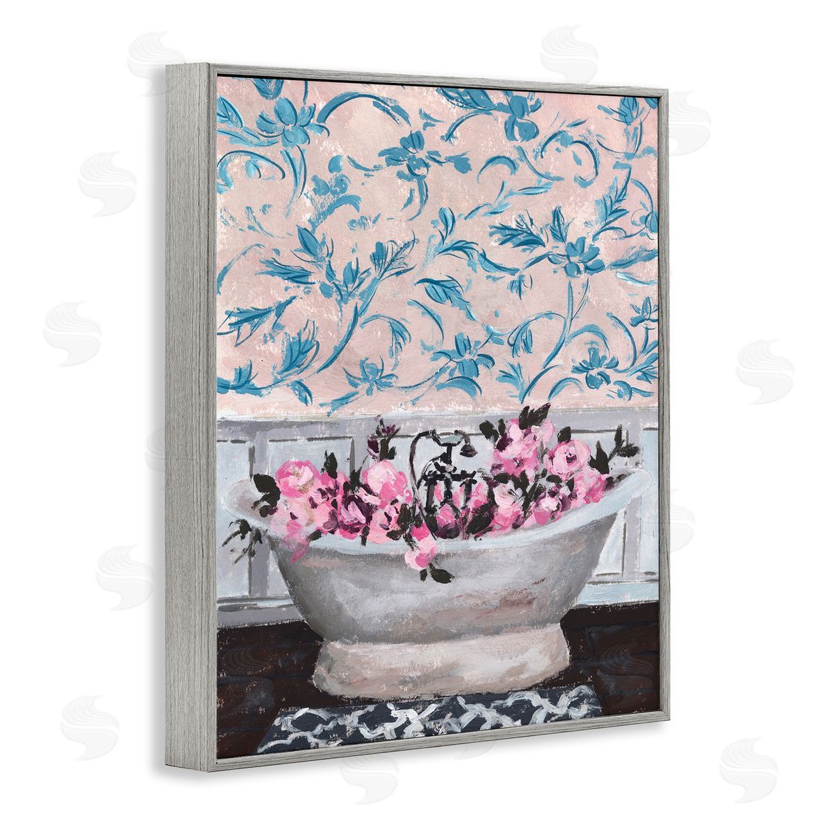 Flower In Bath Tub Grey Frame Print Wall Art, Home Decor by Melissa Wang