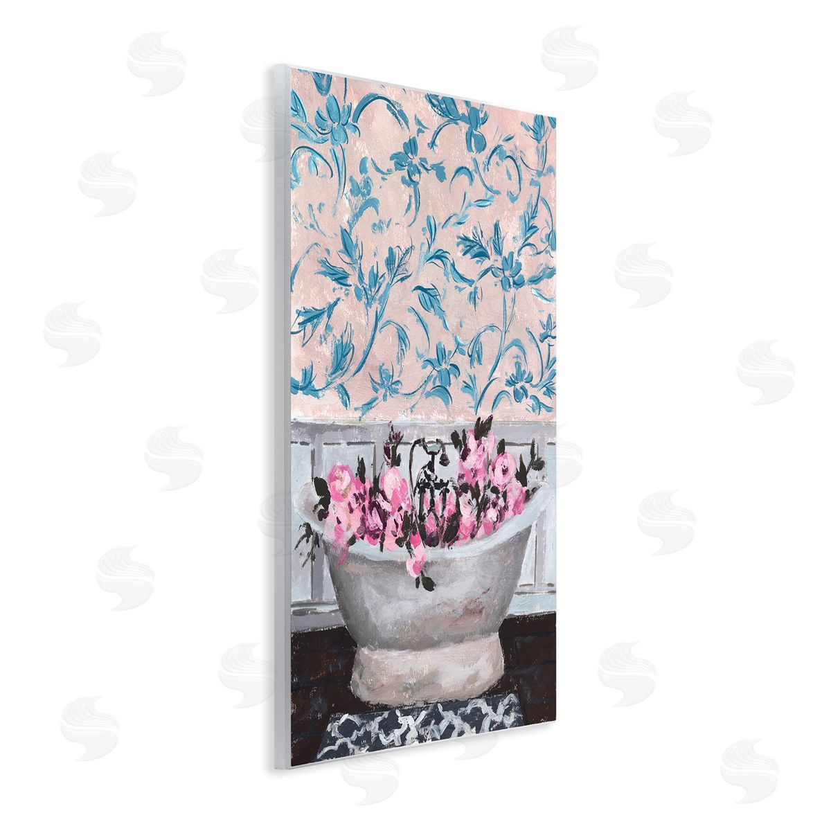 Flower In Bath Tub Wood Plaque Wall Art, Home Decor by Melissa Wang