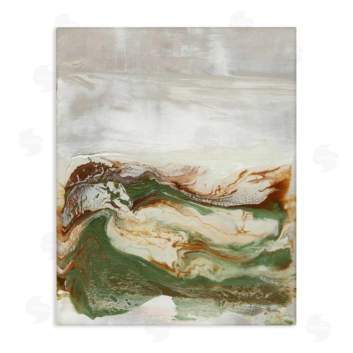 Abstract Paint Fluid Green Brown Canvas Wall Art, Home Decor by Lila Bramma