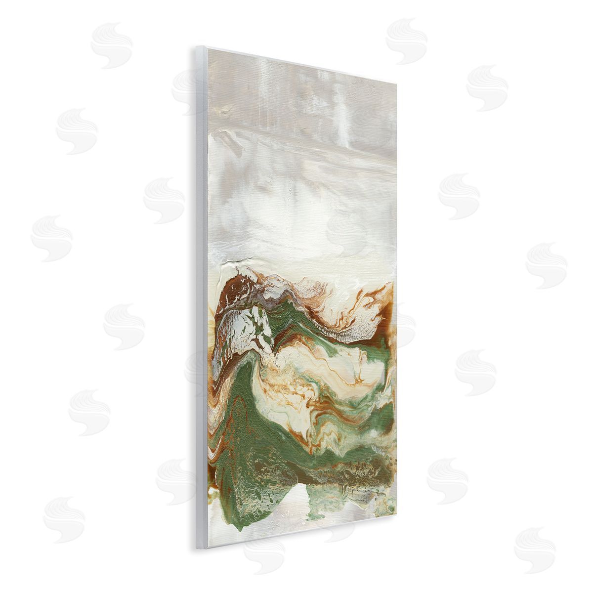 Abstract Paint Fluid Green Brown Wood Plaque Wall Art, Home Decor by Lila Bramma