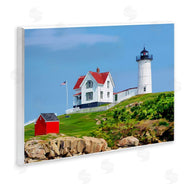 Emily Kalina | Lighthouse On Hill Green Blue