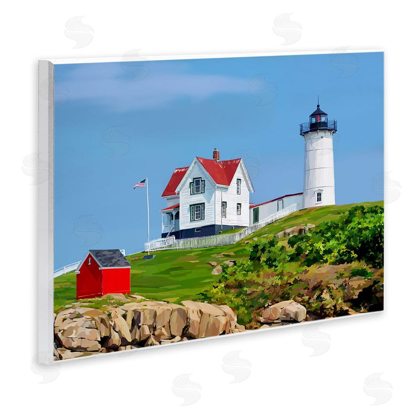 Emily Kalina | Lighthouse On Hill Green Blue