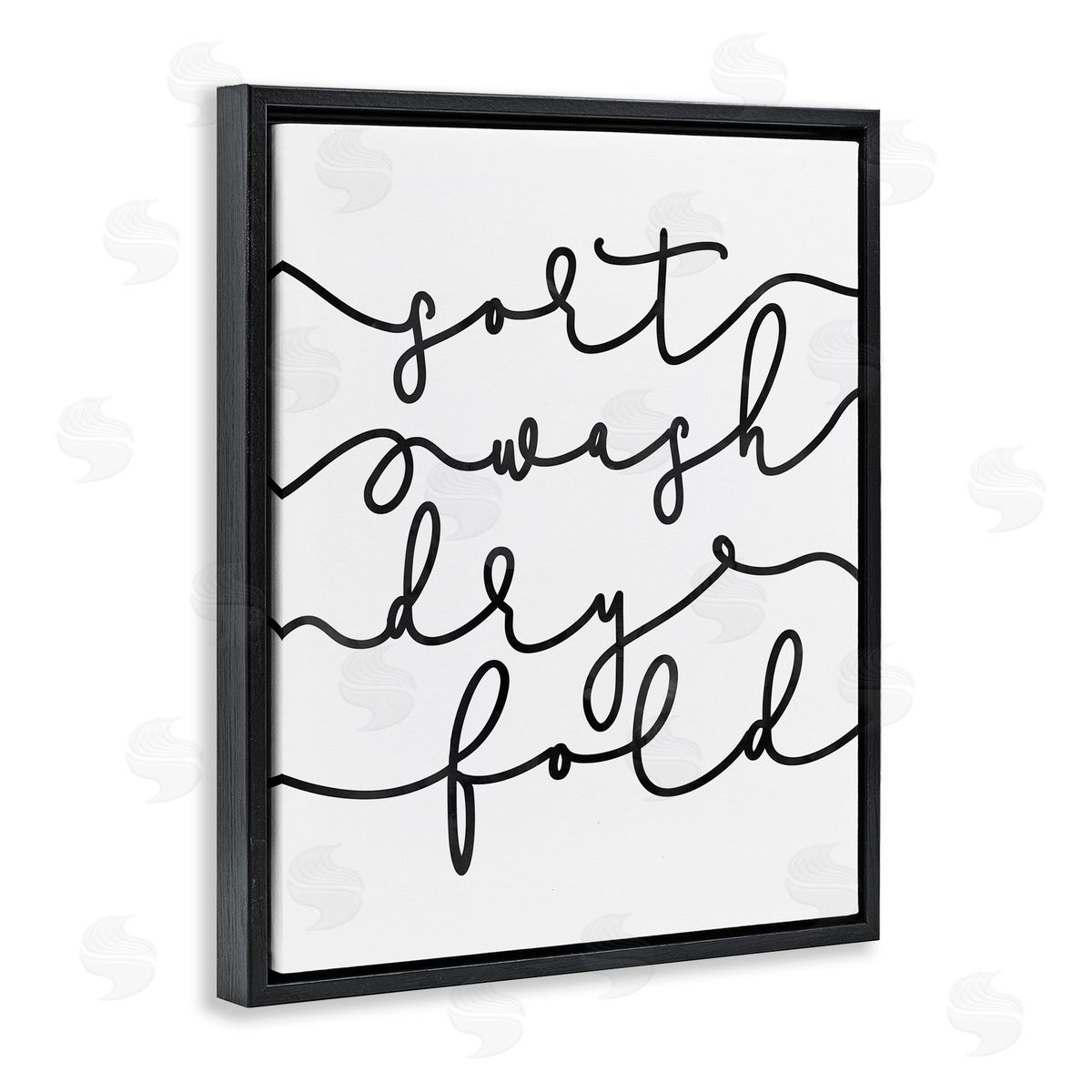 Sort Wash Dry Fold Black Floating Frame Canvas Wall Art, Home Decor by Erica Billups